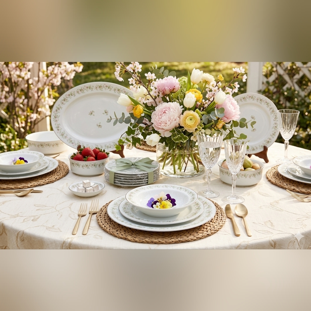 Vintage‎ Johann Haviland "Forever Spring" Bavaria Germany Fine China Set Of 16